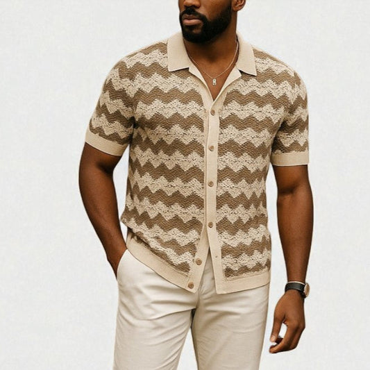 Wave Knit Button Down
