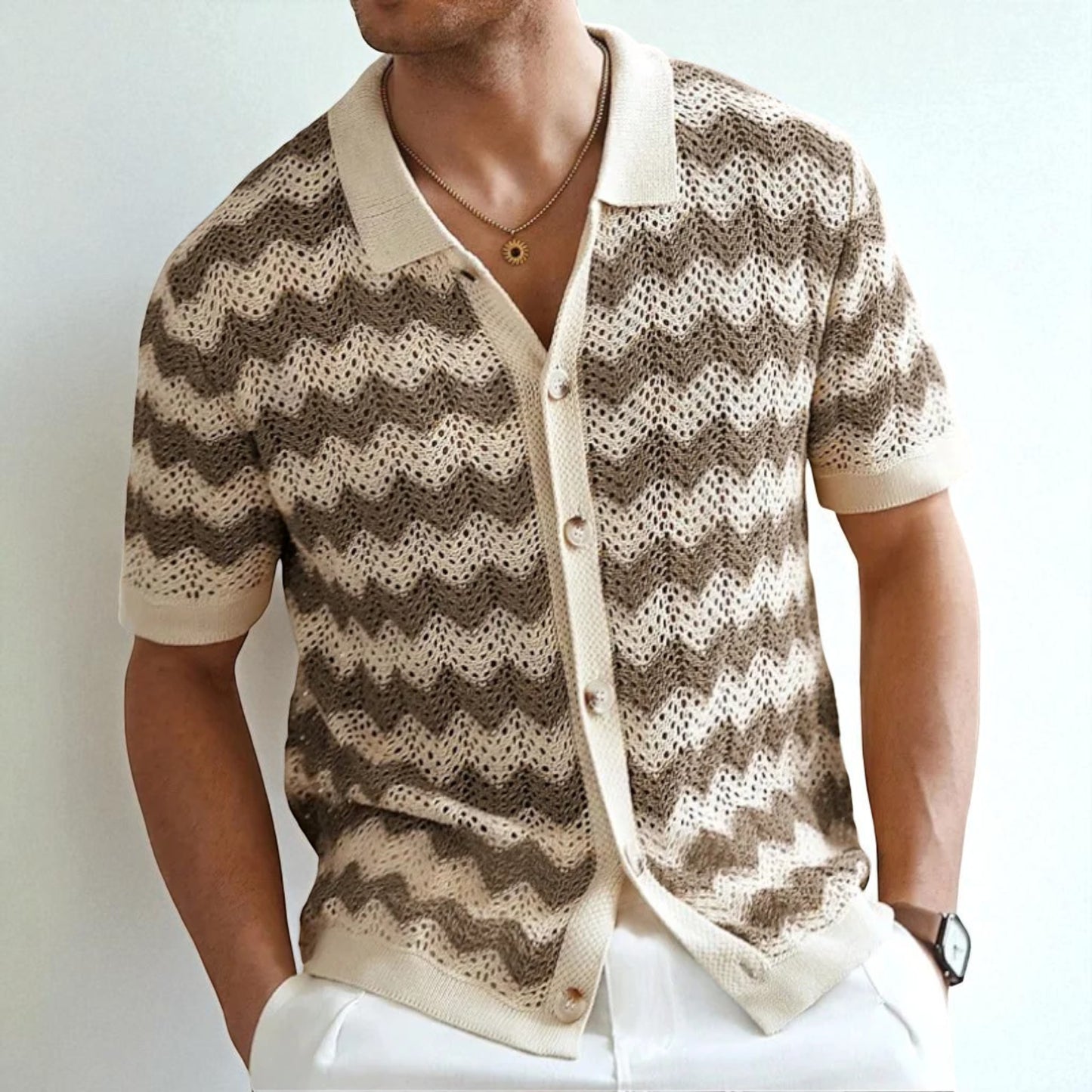 Wave Knit Button Down