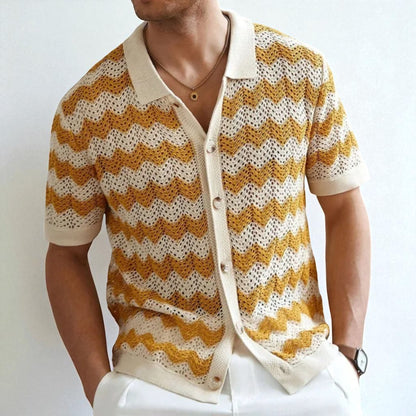 Wave Knit Button Down
