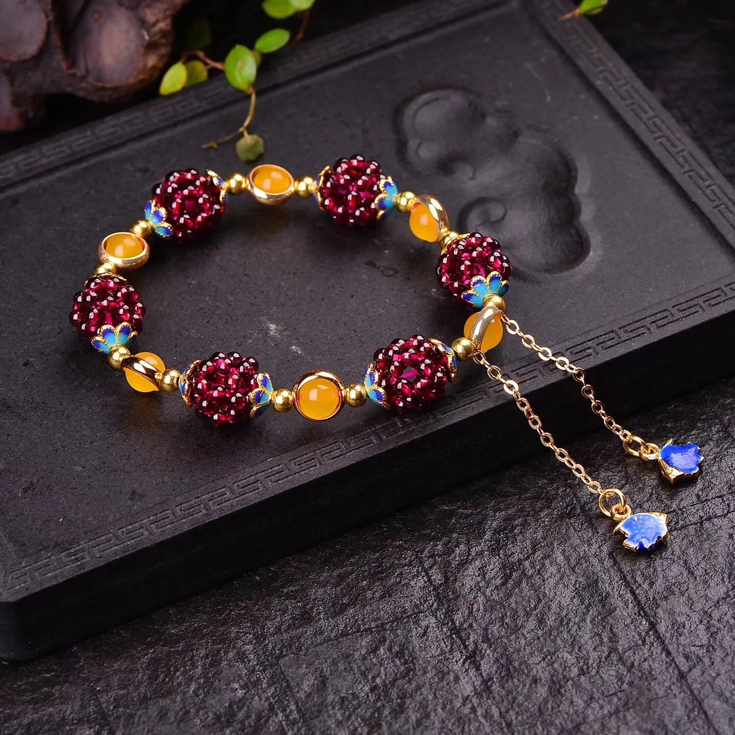 Garnet Cluster Bracelet