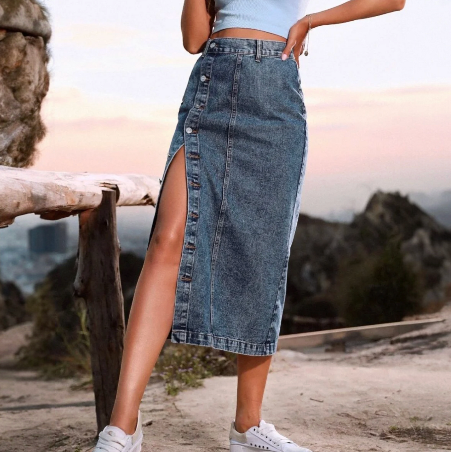 More or Less Denim Midi