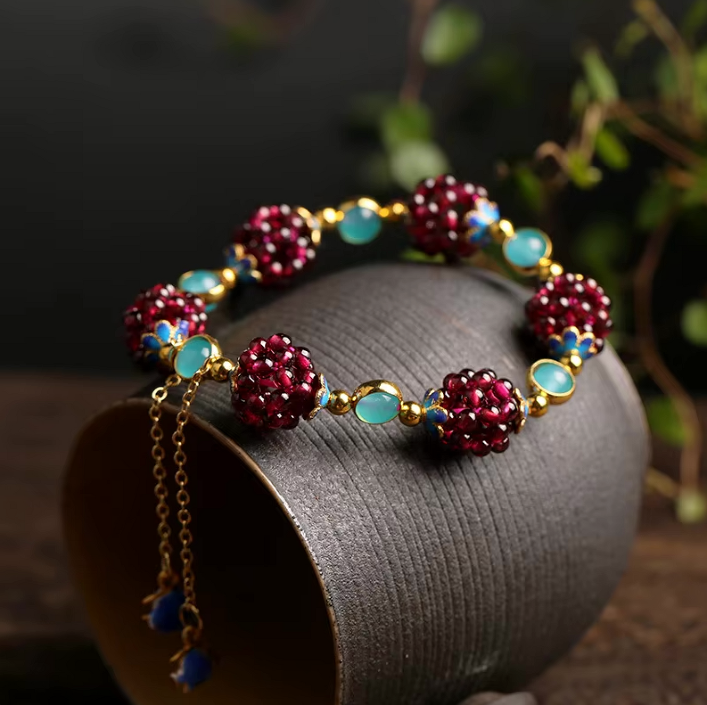 Garnet Cluster Bracelet
