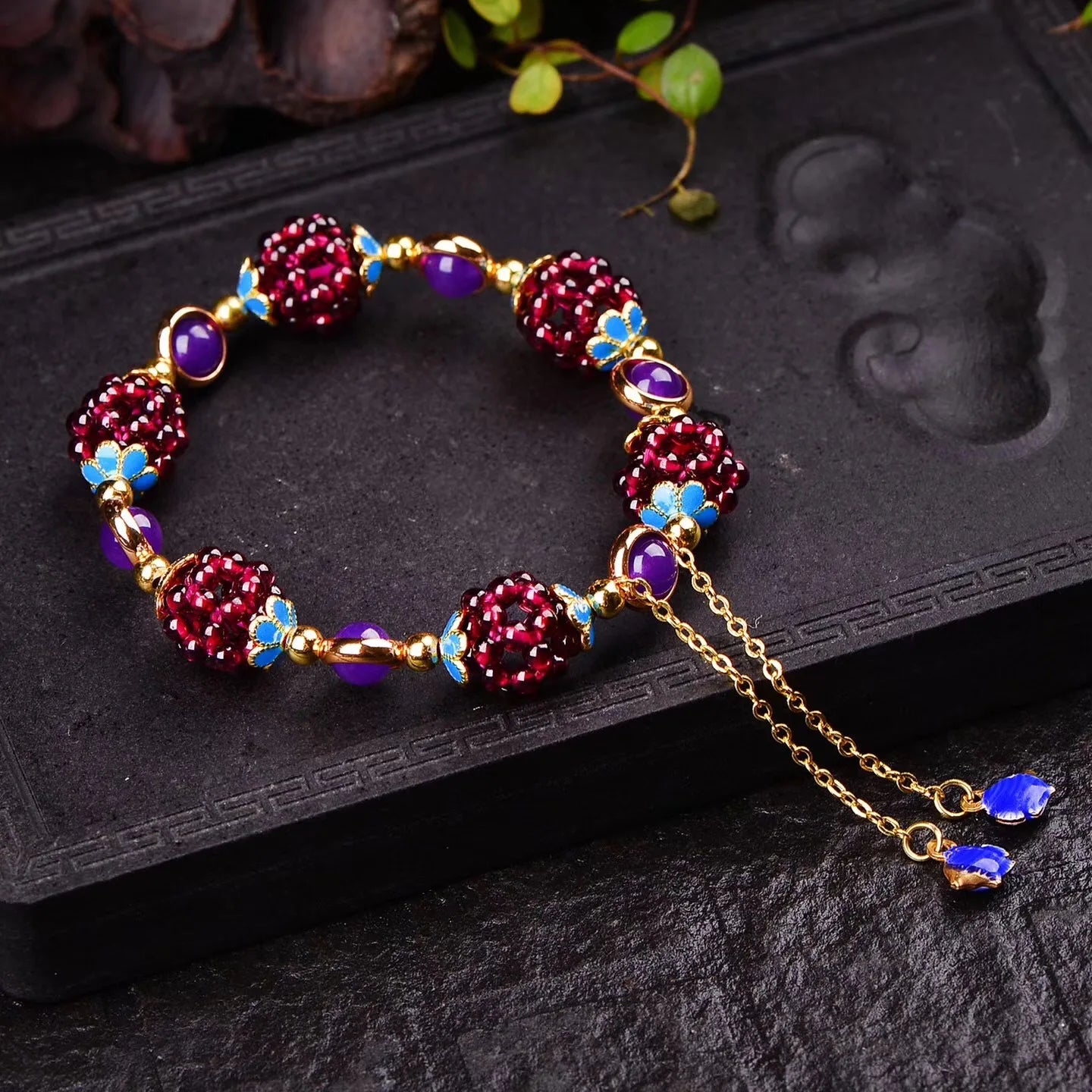 Garnet Cluster Bracelet
