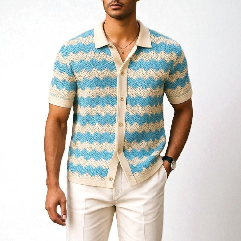 Wave Knit Button Down