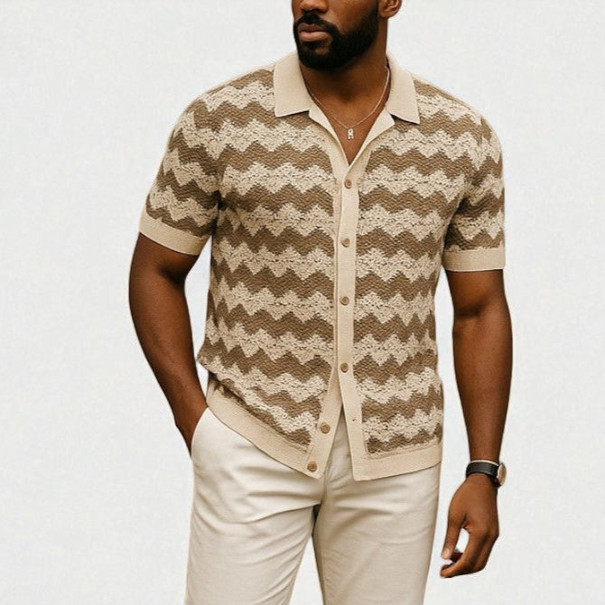 Wave Knit Button Down