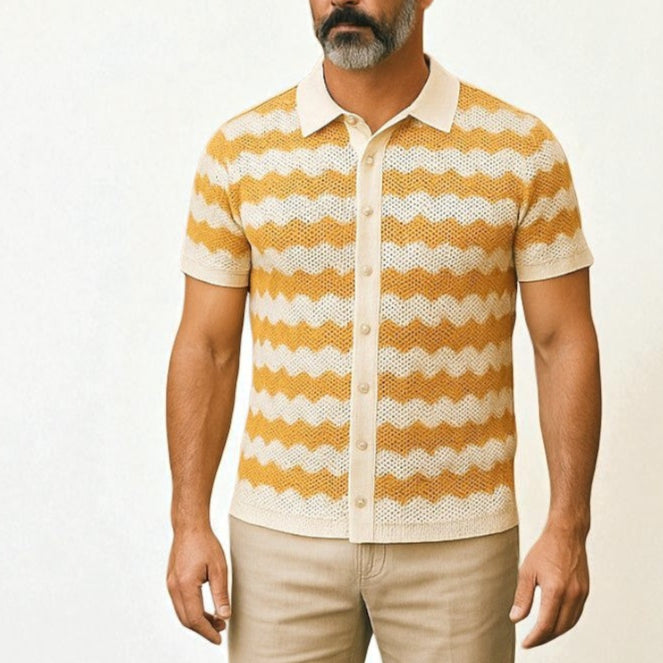 Wave Knit Button Down